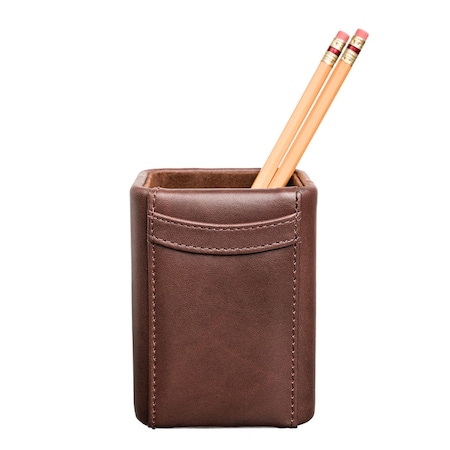 Dacasso Chocolate Brown Leather Pencil Cup AG-3410